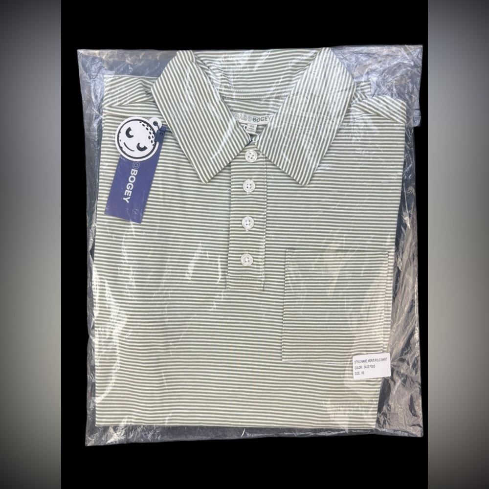 NWT BADD BOGEY Short Sleeve Striped Pima Cotton Golf Polo - XS
